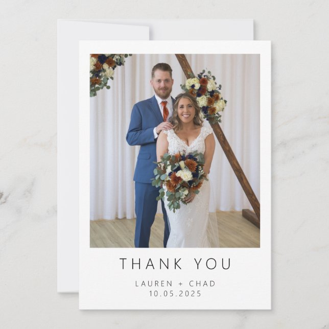 Carte de remerciements Mariage minimal (Devant)