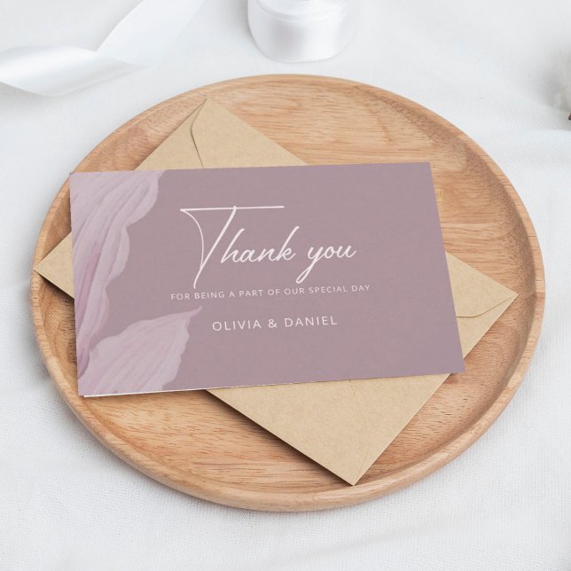 Carte De Remerciements Mariage minimal de feuille de mauve romantique (Créateur téléchargé)