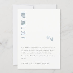 Carte De Remerciements Mariage minimal Pastel Dusky Blue Hearts