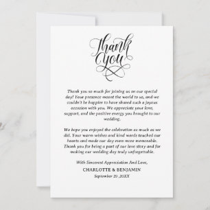 Carte De Remerciements Mariage minimaliste