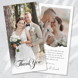 Carte De Remerciements Mariage minimaliste 2 Coeurs photo