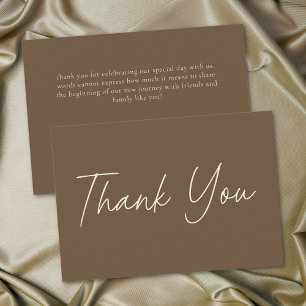 Carte De Remerciements Mariage Minimaliste au Chocolat Brun Élégant
