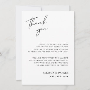 Carte de remerciements Mariage Minimaliste Avec Ph
