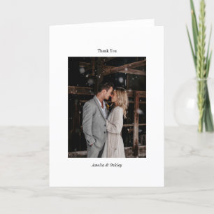 Carte De Remerciements Mariage minimaliste blanc élégant photo personnali