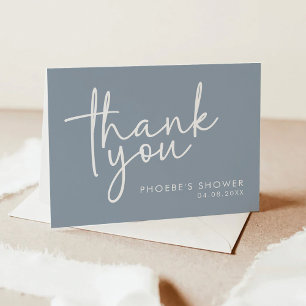 Carte De Remerciements Mariage Minimaliste Bleu Poussiéreux Écriture Manu