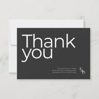 Carte De Remerciements Mariage minimaliste de typographie noir et blanc