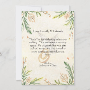 Carte De Remerciements Mariage minimaliste de verdure botanique de la col