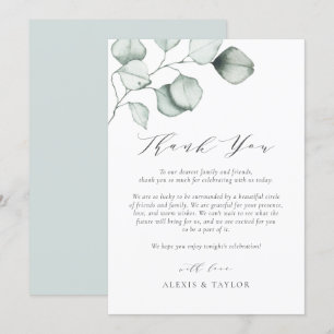 Carte De Remerciements Mariage minimaliste Feuille Eucalyptus
