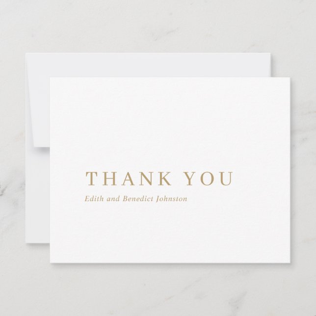Carte De Remerciements Mariage minimaliste Gold Modern (Devant)