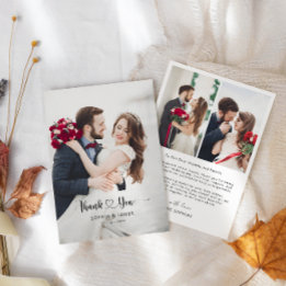 Carte De Remerciements Mariage minimaliste moderne avec photo de cœur 