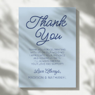 Carte De Remerciements Mariage Minimaliste Moderne Bleu
