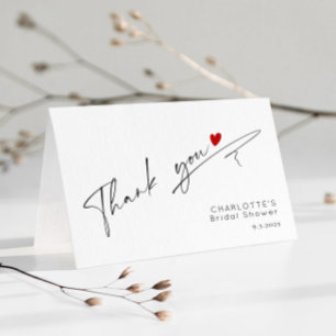 Carte De Remerciements Mariage minimaliste moderne écriture cœur Baby Sho