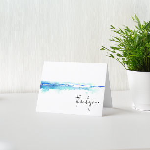 Carte De Remerciements Mariage Minimaliste Moderne Lavis Bleu