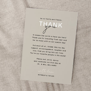 Carte de remerciements Mariage minimaliste neutre