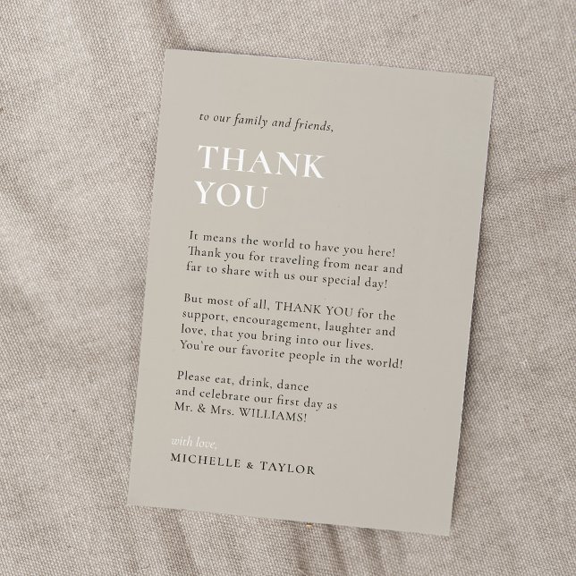 Carte de remerciements Mariage minimaliste neutre (Créateur téléchargé)