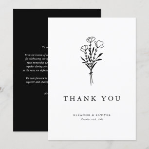 Carte De Remerciements Mariage minimaliste noir