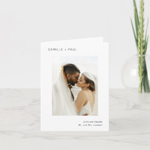 Carte De Remerciements Mariage minimaliste Photo noir et blanc élégant