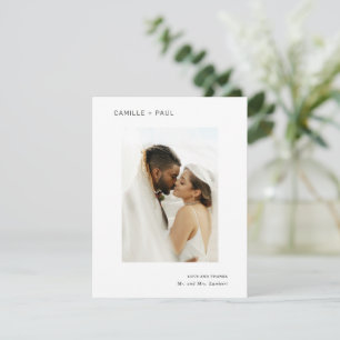 Carte De Remerciements Mariage minimaliste Photo noir et blanc élégant