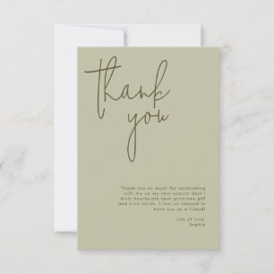 Carte De Remerciements Mariage Minimaliste Sage Shower