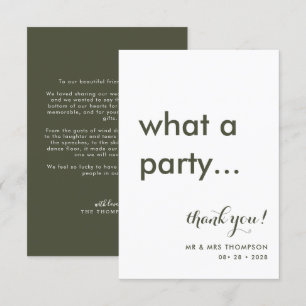 Carte De Remerciements Mariage minimaliste simple vert olive