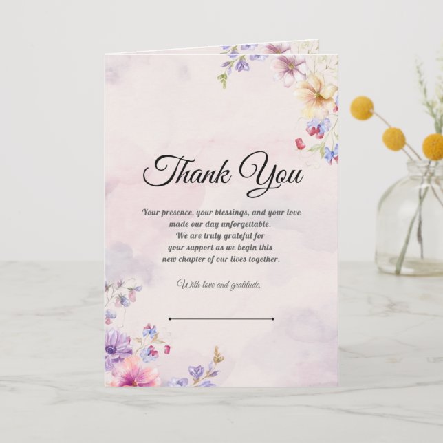 Carte de remerciements Mariage minimaliste - Style (Recto)