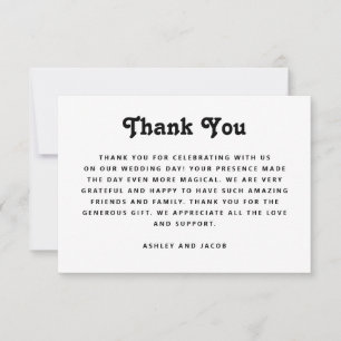 Carte De Remerciements Mariage Minimaliste   Typographie Moderne Élégante