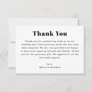 Carte De Remerciements Mariage Minimaliste Typographie Neutre Moderne