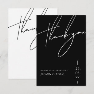 Carte De Remerciements Mariage Minimaliste Typographie Script Noir