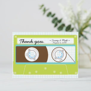 Carte De Remerciements Mariage Mixtape rétro Bleu et chaux