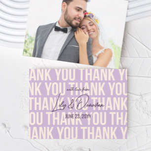 Carte De Remerciements Mariage moderne blanc crème et lilas avec typograp