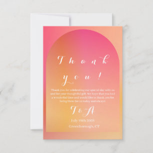 Carte De Remerciements Mariage moderne Boho Arch Sunset Ombre
