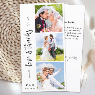 Carte De Remerciements Mariage moderne Chic Personnalisé Monogramme 3 Pho