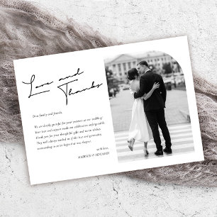 Carte De Remerciements Mariage moderne Elegant Love and Thanks