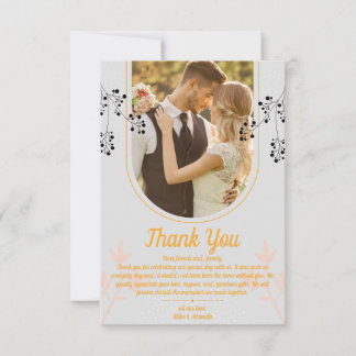 Carte de remerciements Mariage moderne et Customis