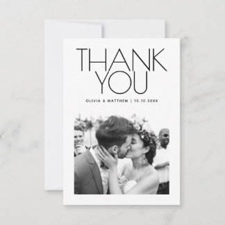 Carte De Remerciements Mariage Moderne et Épuré | Photo Élégante Minimali