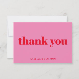 Carte De Remerciements Mariage moderne Gras Bright Rose et Rouge Personna