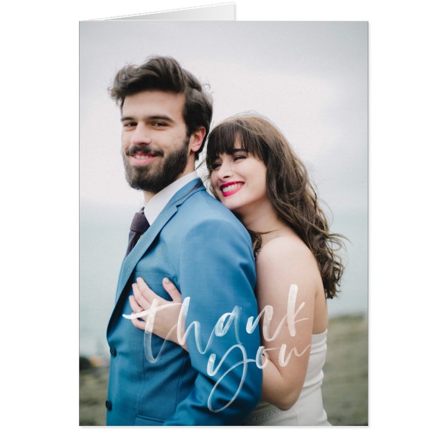 Carte de remerciements Mariage moderne lettré à la (Devant)