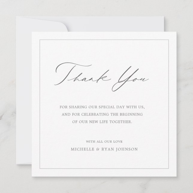 Carte de remerciements Mariage moderne minimaliste (Devant)