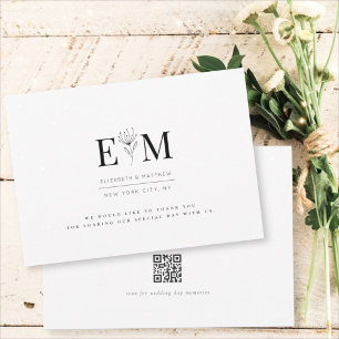 Carte De Remerciements Mariage Moderne Minimaliste Élégant Chic Feuillage