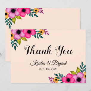 Carte De Remerciements Mariage moderne rose pâle rose rose