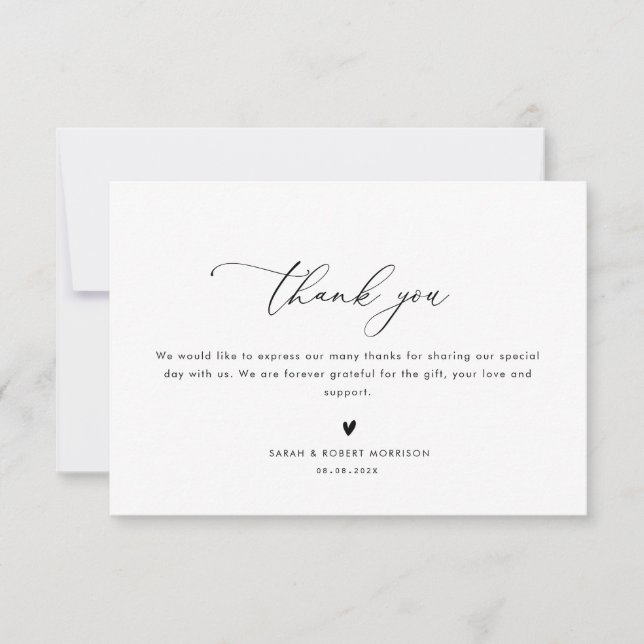carte de remerciements mariage moderne simple (Devant)