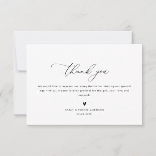 carte de remerciements mariage moderne simple