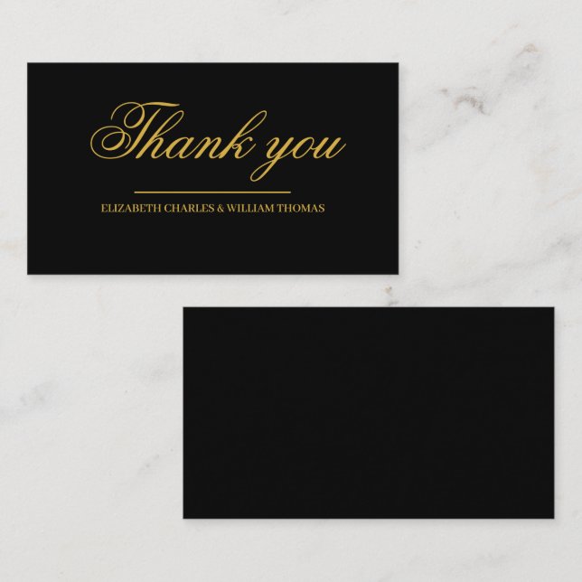 Carte de remerciements Mariage moderne simple noir (Devant / Derrière)