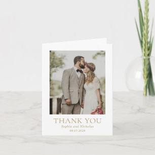 Carte De Remerciements Mariage moderne Sophia Gold
