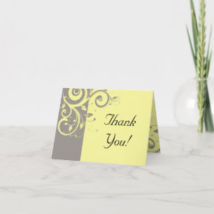 Carte De Remerciements Mariage Moderne Tourbillon Jaune et Gris