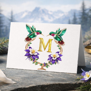 Carte De Remerciements Mariage Monogramme de Colibri Bijou Luxe M