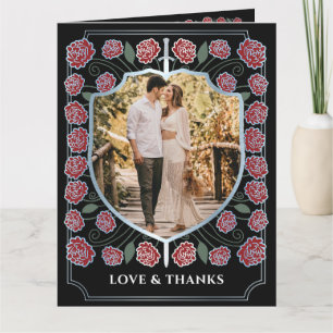 Carte De Remerciements Mariage Monogramme Imaginaire Silver Sword Shield