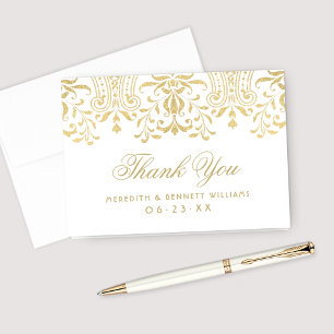 Carte De Remerciements Mariage Monogramme Vintage Luxe Or