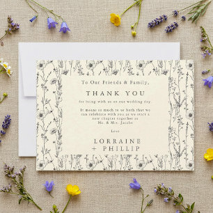 Carte De Remerciements Mariage motif fleur sauvage transparent
