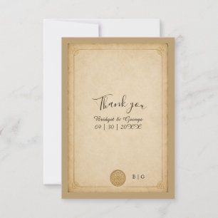 Carte De Remerciements Mariage Nœud Celtique Parchemin Minimaliste Médiév